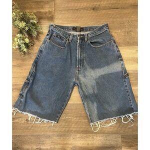 Raw Edge Vintage 90s Y2k Cut Off Utility Jean Shorts Jorts Sz 34 Mens Hipster